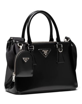 Prada Galleria Brushed Leather Small Bag 1BA896 Black